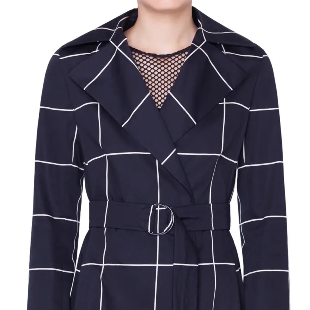 Akris punto Big Grid Belted Trench Coat, size 8 - Picture 4 of 14